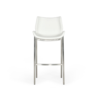 Modrest Dave Modern White Leatherette Bar Stool (Set of 2) White Bar Stool 78102Z VGHR5368/B-WHT-BS