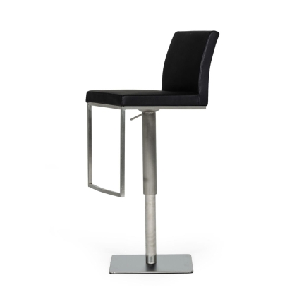 LA Furniture Folsum Modern Black & Brushed Stainless Steel Bar Stool VGHR5040GB-1-BLK-BS Contemporary Style by Vig Furnitrue Number 78106 Catch Home Goods