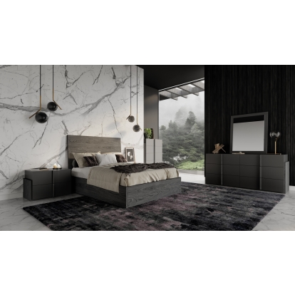 Nova Domus Lucia Italian Modern Matte Grey + Elm Grey 4-Piece Bedroom Set Grey Bedroom Set 85595|85596 VGACLUCIA-4PC-SET
