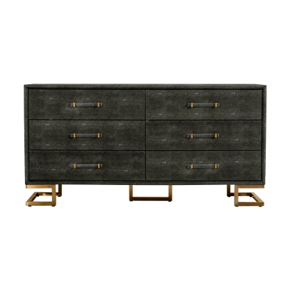 Modrest Howard Modern Shagreen Grey Leatherette & Gold Dresser Grey Dresser 78297 VGGMCHD-1528-6-DRS