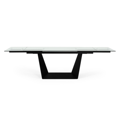 Modrest Bronwin Modern Black Glass Extendable Dining Table Black Dining Table 78423 VGNSGD8684-BLK-DT