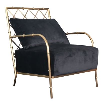 LA Furniture Ignacio Glam Black Velvet & Gold Accent Chair VGMFOC-2211-BLK-CH Contemporary Style by Vig Furnitrue Number 78507 Catch Home Goods