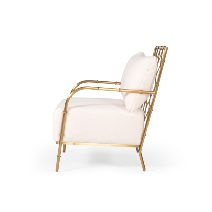 Divani Casa Ignacio Glam White Velvet & Gold Accent Chair White Lounge Chair 78508 VGMFOC-2211-WHT-CH