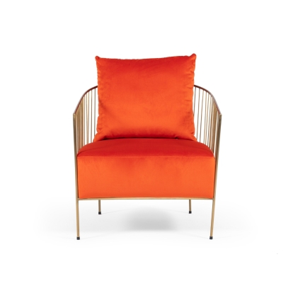 Modrest Loveland Glam Orange Velvet Accent Chair Orange Lounge Chair 78509 VGMFOC-2214-CH