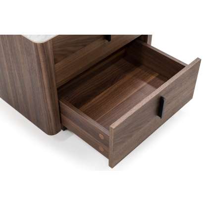 Modrest Chelton Contemporary White Ceramic & Walnut Nightstand Walnut Nightstand 78523 VGHB351U-WAL-NS