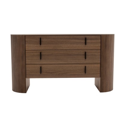 Modrest Chelton Contemporary White Ceramic & Walnut Dresser Walnut Dresser 78525 VGHB351C-WAL-DRS