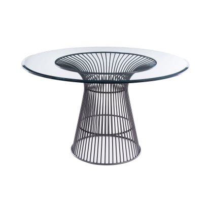 LA Furniture Chandler Modern Round Glass & Black Stainless Steel Dining Table VGZAT007-1-BLK-DT Contemporary Style by Vig Furnitrue Number 78568A Catch Home Goods