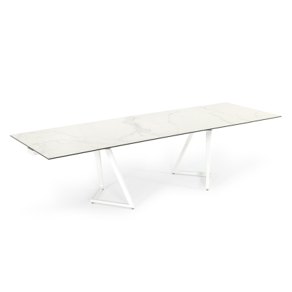 Modrest Farrell Modern White Ceramic Extendable Dining Table White Dining Table 78627 VGYFDT8765-3C-WHT-DT