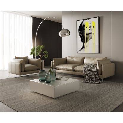 Divani Casa Harvest Modern Taupe Full Leather Sofa Taupe Sofa 78705 VGKKKF2627-TP-S