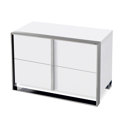 Nova Domus Francois Modern White & Stainless Steel Nightstand White Nightstand 78755 VGHBVIGU2-WHT-NS