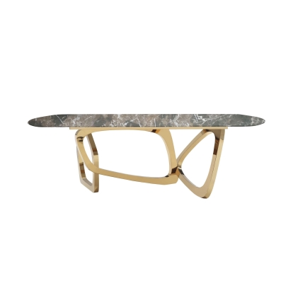 Modrest Colton Modern Brown & Gold Dining Table Brown Dining Table 78771 VGZAT112-BRN-DT
