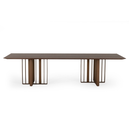 Modrest Livia Modern Wenge & Gold Stainless Steel Dining Table Wenge Dining Table 78775 VGBBMI2005T-WGE-DT