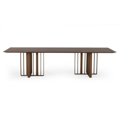 Modrest Livia Modern Wenge & Gold Stainless Steel Dining Table Wenge Dining Table 78775 VGBBMI2005T-WGE-DT