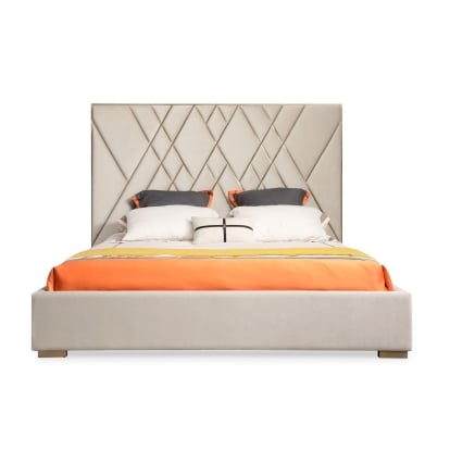 LA Furniture Eldora Glam Beige Velvet and Brushed Brass Bed VGVCBD1900-19 Contemporary Style by Vig Furnitrue Number 78820|76858|80575 Catch Home Goods