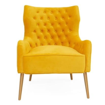 LA Furniture Everly Contemporary Velvet Yellow Accent Chair VGRHRHS-AC-741-CH Contemporary Style by Vig Furnitrue Number 78858 Catch Home Goods