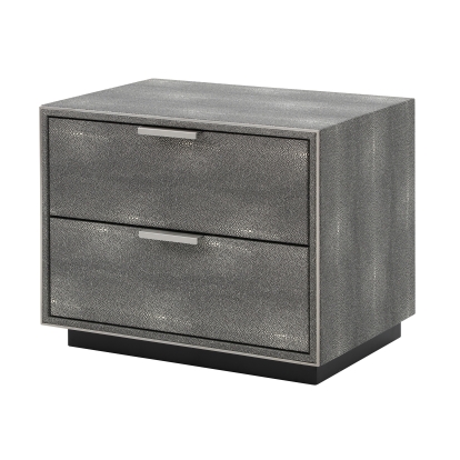 Modrest Dynasty Modern Shagreen Two Drawer Nightstand Grey Nightstand 79093 VGVCN2108-2-GRY-NS
