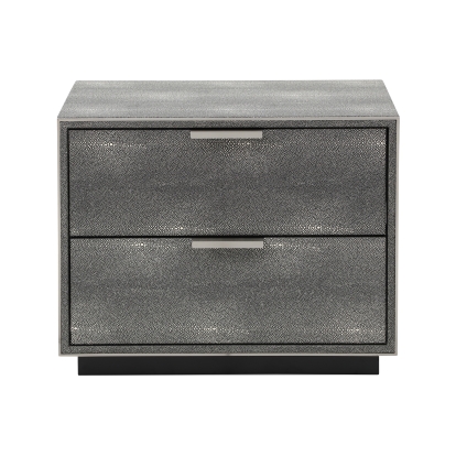 Modrest Dynasty Modern Shagreen Two Drawer Nightstand Grey Nightstand 79093 VGVCN2108-2-GRY-NS