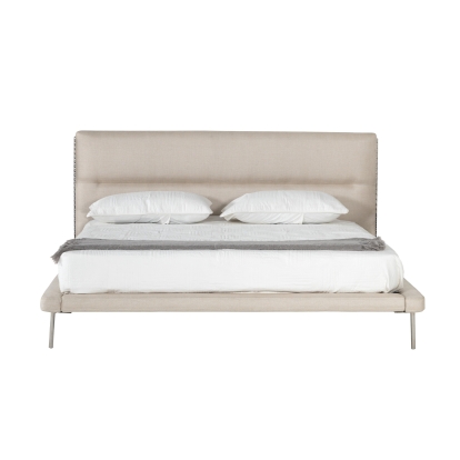Modrest Bergeron Contemporary Cream Woven Fabric Bed Beige Bed 79160|79161 VGODZW-20107-WHT-BED