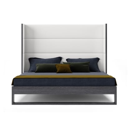 LA Furniture Heloise Contemporary White Leather & Grey Elm Trim Bed VGBBMA1502-GRY-BED Contemporary Style by Vig Furnitrue Number 79213|79212 Catch Home Goods