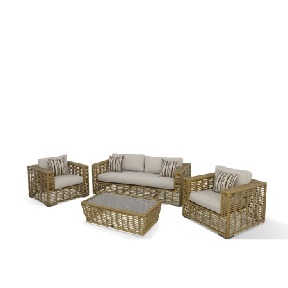 Renava Ko Tao Outdoor Beige + Wicker Sofa Beige Outdoor Seating 79251 VGATRASF-054-SOFA