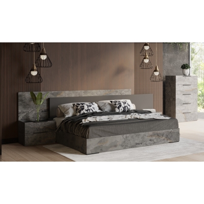 Nova Domus Ferrara Modern Volcano Oxide Grey Bed with Nightstands Grey Bedroom Set 79297|79298|79299 VGACFERRARA-BED-2NS-SET