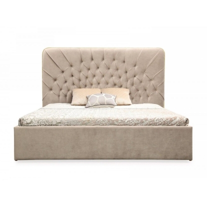 Modrest Moontide Glam Beige Velvet and Brushed Brass Bed Beige Bed 79420|76723 VGVCBD1922-19-BED
