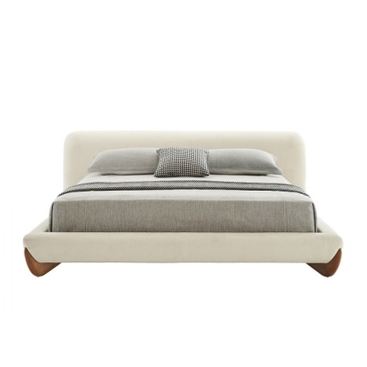 Modrest Fleury Contemporary Cream Fabric and Walnut Bed Cream Bed 79644|80038 VGCS-21073-BED