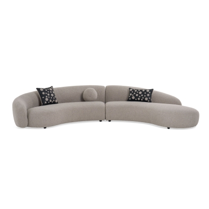 Divani Casa Allis Glam Grey and Black Fabric Curved Sectional Sofa Gray/Grey Sectional Sofa 79682 VGOD-ZW-21032-GRY-SECT