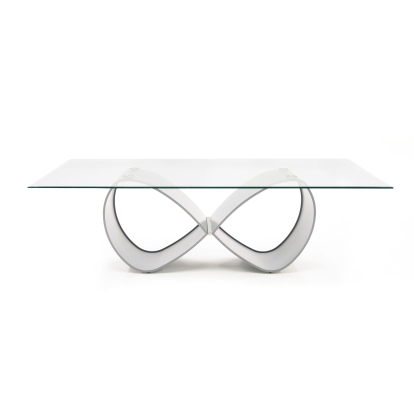 Modrest Hadley- Glass & Matte Grey Dining Table Clear Glass Dining Table 79742 VGGM-DT-CASTA-DT