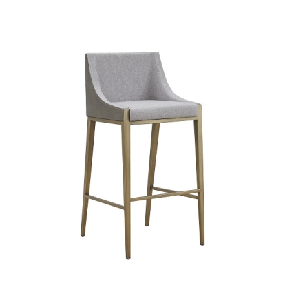 Modrest Fairview Contemporary Grey + Brass Bar Stool Grey Bar Stool 79755 VGGA-6947CH-B-GRY-BS