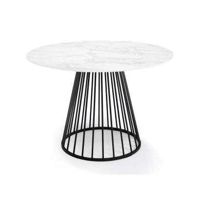 Modrest Holly Modern Round White and Black Dining Table White Dining Table 79816 VGFH-257012-WB-DT