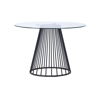 Modrest Holly Modern Round Clear Glass and Black Dining Table Black Dining Table 79817 VGFH-257012-CB-DT