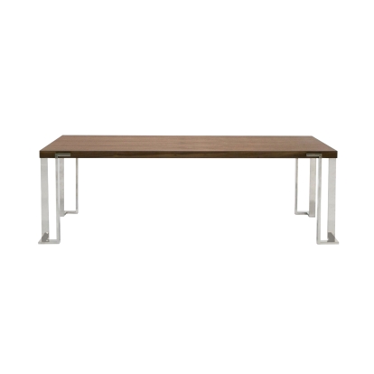 Modrest Heloise Modern Walnut & Stainless Steel Dining Table Walnut Dining Table 79835 VGBB-MI1502A-WAL-DT