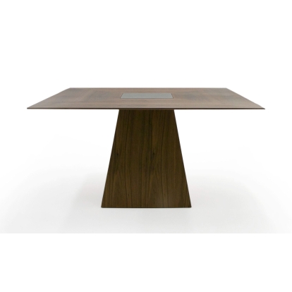 Modrest Cora- Modern Walnut and Black Tempered Glass Dining Table Walnut Dining Table 79839 VGBB-MI1412-WAL-DT