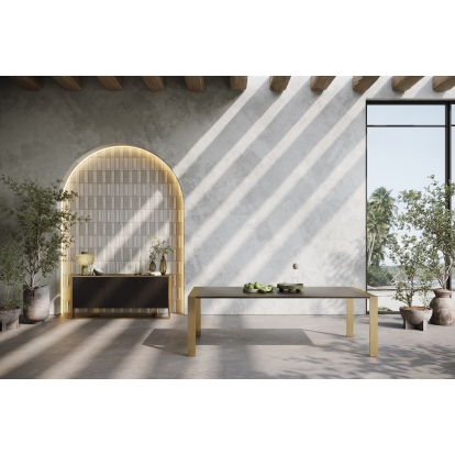 Modrest Fauna Modern Wenge and Brass Dining Table Wenge Dining Table 79841 VGBB-BN-2T-WB-DT