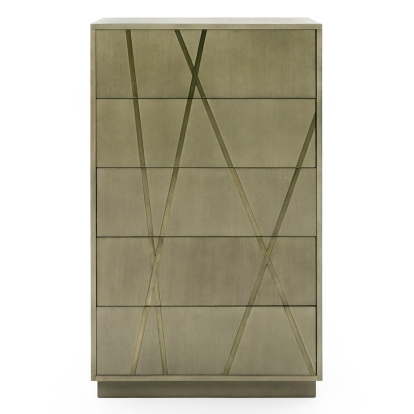 LA Furniture Nixa Modern Wide Birch + Brushed Bronze Chest VGVC-J1909-5H-L-BIR Contemporary Style by Vig Furnitrue Number 79919 Catch Home Goods