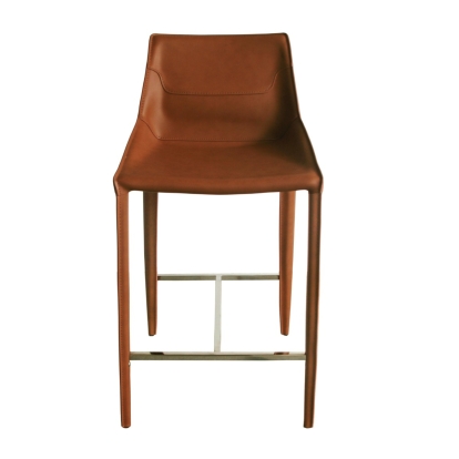 Modrest Halo Modern Cognac Saddle Leather Counter Stool Brown Bar Stool 79933 VGYF-BS1113-BR-CS