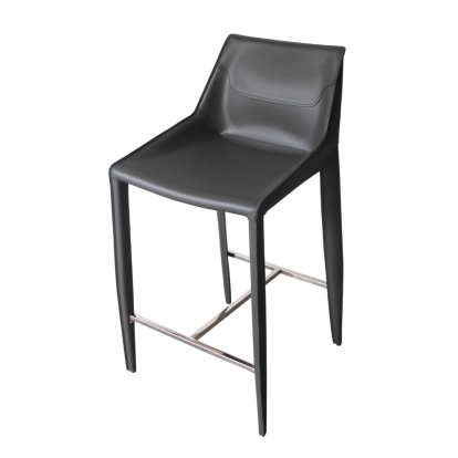 Modrest Halo Modern Grey Saddle Leather Counter Stool Gray/Grey Bar Stool 79934 VGYF-BS1113-GR-CS