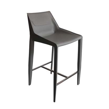 Modrest Halo Modern Light Grey Saddle Leather Counter Stool Light Grey Bar Stool 79935 VGYF-BS1113-LTGR-CS