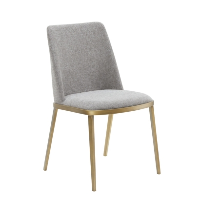 Modrest Brent- Contemporary Light Grey Fabric + Brass Dining Chair Set of 2 Light Grey Dining Chair 79958Z VGGA-6602CH-C-LG-CS