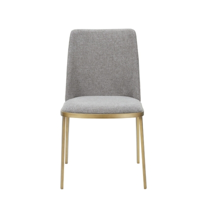 Modrest Brent- Contemporary Light Grey Fabric + Brass Dining Chair Set of 2 Light Grey Dining Chair 79958Z VGGA-6602CH-C-LG-CS
