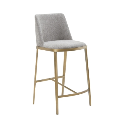 Modrest Brent- Contemporary Light Grey Fabric + Brass Counter Stool Light Grey Bar Stool 79959 VGGA-6602CH-C-LG-CST