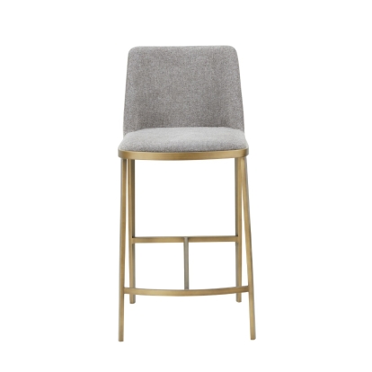 Modrest Brent- Contemporary Light Grey Fabric + Brass Counter Stool Light Grey Bar Stool 79959 VGGA-6602CH-C-LG-CST