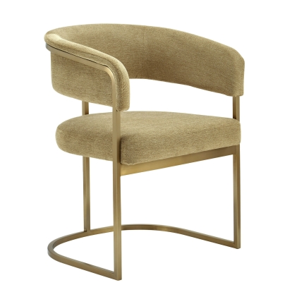 Modrest Sebastian Modern Brown Fabric + Antique Brass Dining Chair Brown Dining Chair 82104 VGGA-6251CH-BRN
