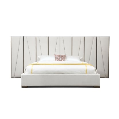 LA Furniture Nixa Modern Beige Velvet + Brushed Bronze Bed-queen VGVC-BD1909-BED-BGE-queen Contemporary Style by Vig Furnitrue Number 80559 Catch Home Goods