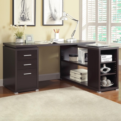 Coaster Yvette Transitional Cappuccino L-Shape Desk Model 800517