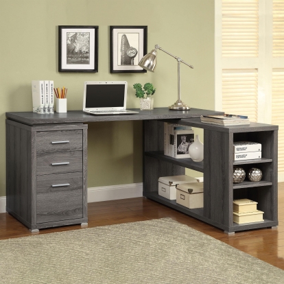 Coaster Yvette Transitional Weathered Grey L-Shape Desk Model 800518