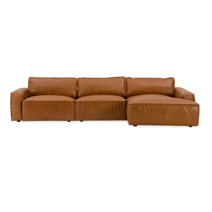 Modrest Cambria Modern RAF Cognac Leather Sectional Sofa Sectional Sofa 80099 VGKK-KF1123-SECT-RAF