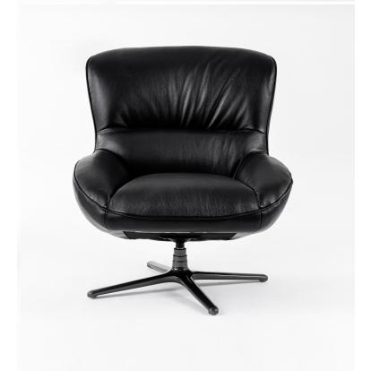Modrest Theo Modern Black Leather Accent Chair Black Lounge Chair 80102 VGKK-KFA1099-BLK-CH