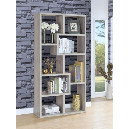 Coaster Theo Transitional Grey Driftwood Bookshelf Model 801137